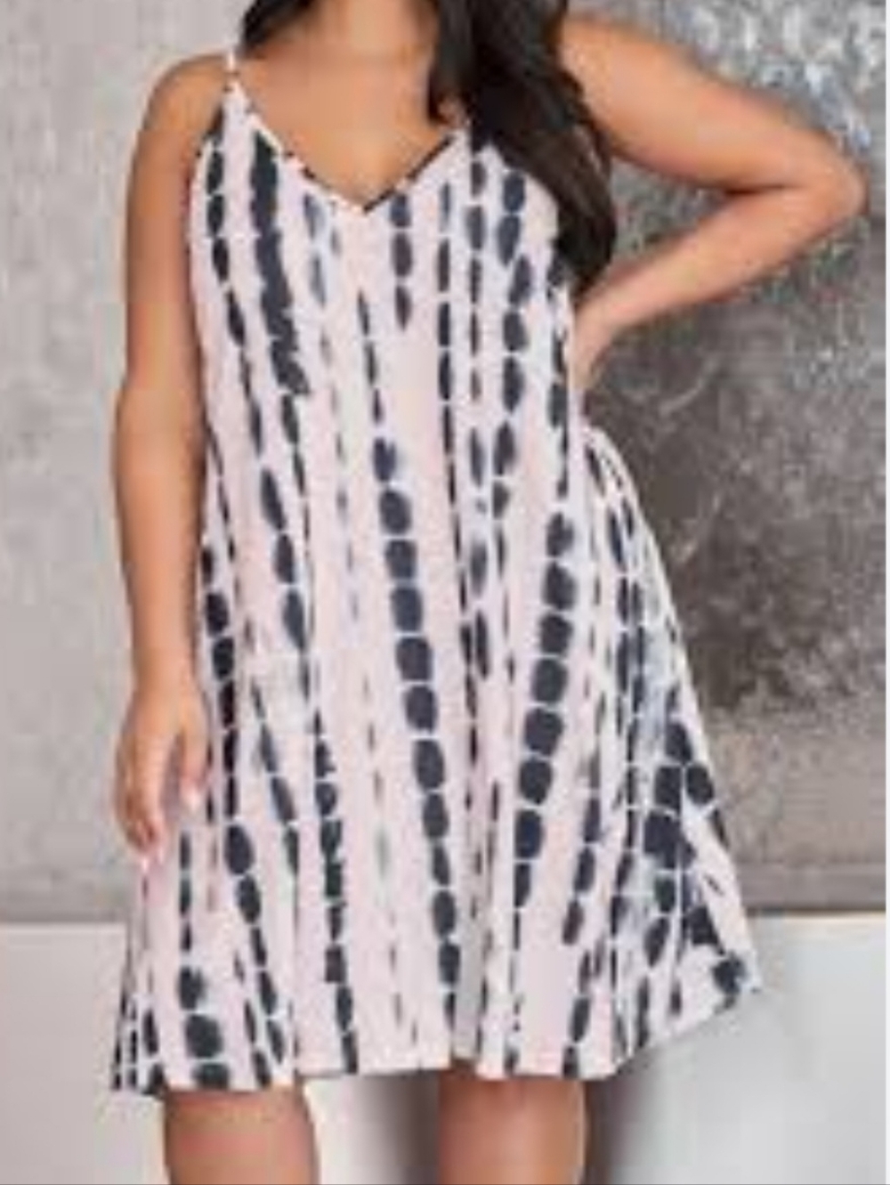 SHEIN Black and Beige Tie-Dye Slip Dress